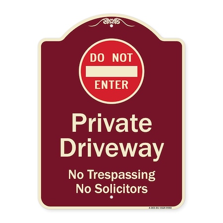 Signmission Designer Series-Do Not Enter Private Driveway No Trespassing Or Solicitors Wit, 24" H, BU-1824-9980 A-DES-BU-1824-9980